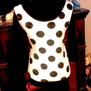 Black shirt with black & white sequins